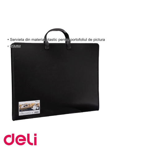 Servieta Deli pentru portofoliu pictura, material plastic rigid, 590x460x35mm, neagra [2]