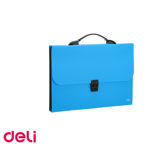 Servieta documente Deli, plastic 600 microni, 13 compartimente, maner soft, culori neon asortate [4]