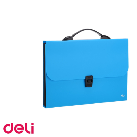 Servieta mapa A4 plastic Deli, 7 compartimente, maner soft, culori neon asortate [4]