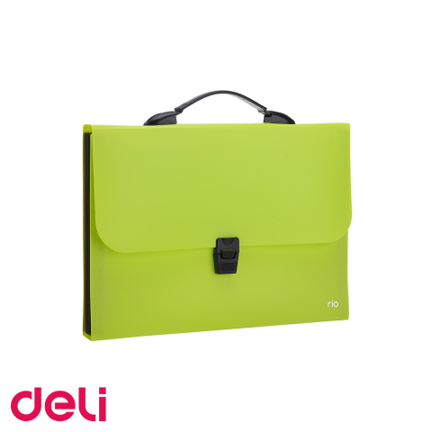 Servieta mapa A4 plastic Deli, 7 compartimente, maner soft, culori neon asortate [3]