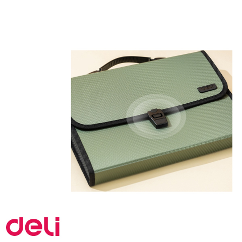 Servieta mapa documente Deli, plastic 600 microni, 13 compartimente, maner soft, culori clasice [4]