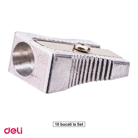 Ascutitori pentru creioane - Set 10 ascutitori Deli, din metal, simpla
