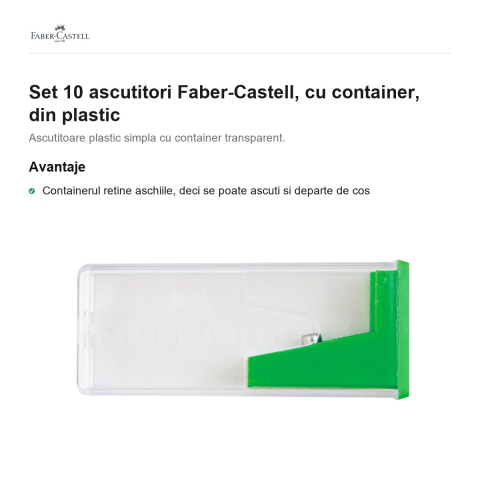 Set 10 ascutitori Faber-Castell, cu container, din plastic [1]