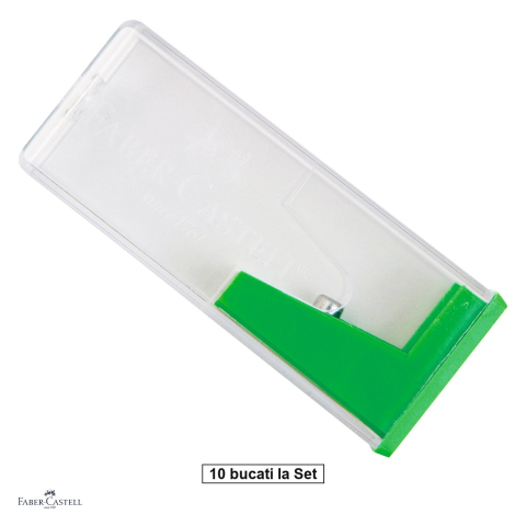 Creioane si ascutitori - Set 10 ascutitori Faber-Castell, cu container, din plastic