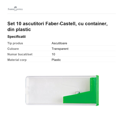 Set 10 ascutitori Faber-Castell, cu container, din plastic [2]