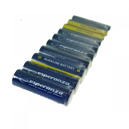 Baterii Alcaline LR06  - Set 10 baterii alcaline AA R6, Esperanza High Power 95980, 1.5V
