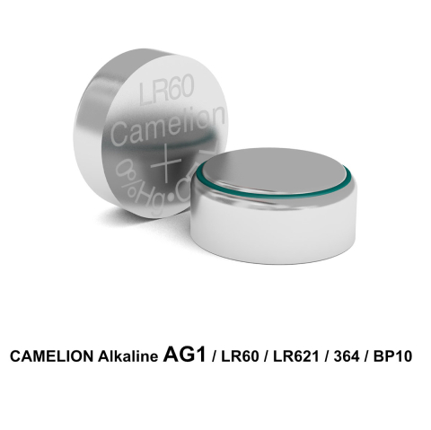 Set 10 Baterii Alcaline AG1 / LR621 / LR60 1.5V, 14mAh, Dimensiuni 6.8x2.15 mm, Pentru Ceasuri, Telecomenzi, Aparate Medicale Mici, in Blister, Camelion [1]
