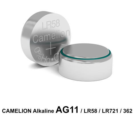 Set 10 Baterii Alcaline AG11 / LR721 / LR58 1.5V 21mAh, Dimensiuni 7.9x2.15 mm, Pentru Ceasuri, Telecomenzi, Aparate Medicale Subtiri, Blister, Camelion [1]