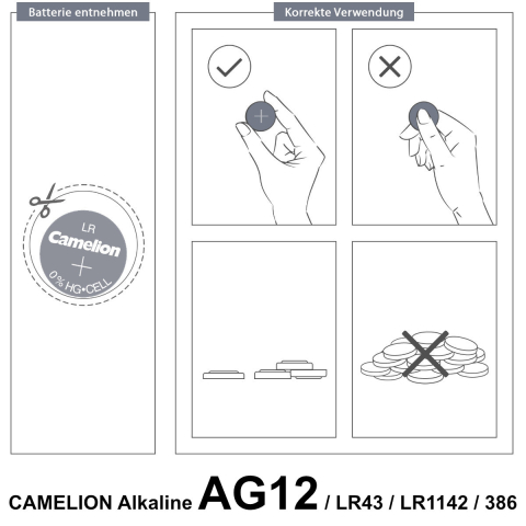 Set 10 Baterii Alcaline AG12 / LR43 1.5V 108mAh, Dimensiuni 11.6x4.2 mm, Pentru Jucarii Electronice, Aparate Medicale, Calculatoare, Blister, Camelion [5]