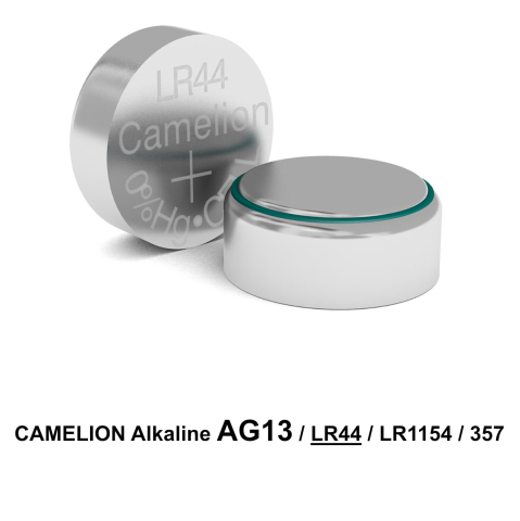 Set 10 Baterii Alcaline AG13 / LR44 / A76 1.5V 158mAh, Dimensiuni 11.6x5.4 mm, Cea Mai Comuna, Pentru Jucarii, Calculatoare, Instrumente Medicale, Blister, Camelion [1]