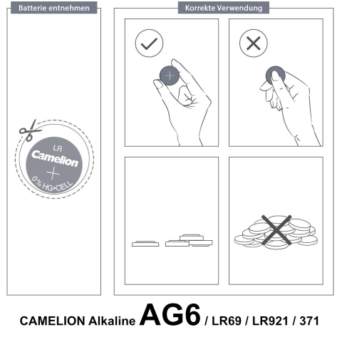 Set 10 Baterii Alcaline AG6 / LR921 1.5V 25mAh, Dimensiuni 9.4x2.15 mm, Profil Subtire, Pentru Ceasuri, Telecomenzi Elegante, Jucarii, Blister, Camelion [5]