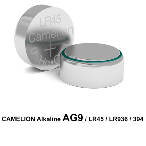 Set 10 Baterii Alcaline AG9 / LR936 1.5V 50mAh, Dimensiuni 9.5x3.6 mm, Pentru Ceasuri, Telecomenzi, Jucarii, Blister, Camelion [1]