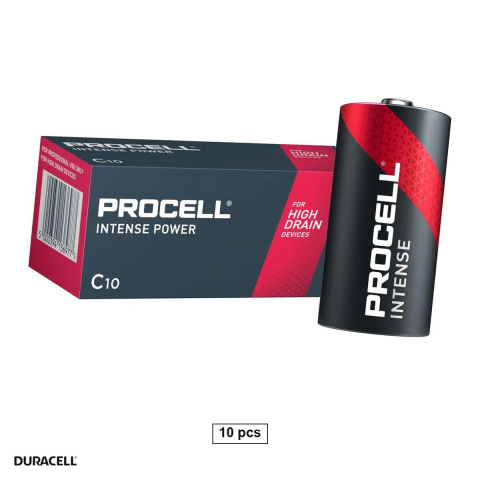 Energy - Set 10 baterii alcaline Duracell Procell Intense Power C LR14, 1.5 V, 26.2 x 50 mm, in cutie