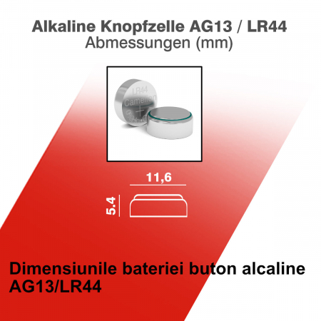 Set 10 baterii buton alcaline Camelion AG13 / LR44 / LR1154 / 357, 1.5V, capacitate 158mAh, in blister [3]