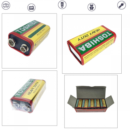 Set 10 baterii de 9V, Toshiba Heavy Duty, 6F22, ambalate in folie [5]