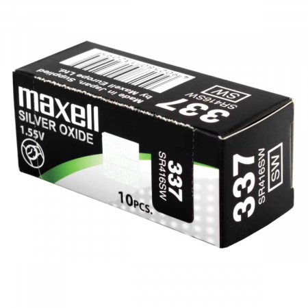 Set 10 baterii de ceas tip buton, Maxell SR416SW 337, 1.55V, 4.8mm diametru x 1.65mm inaltime, capacitate 8.3 mAh, oxid de argint, in blistere [3]