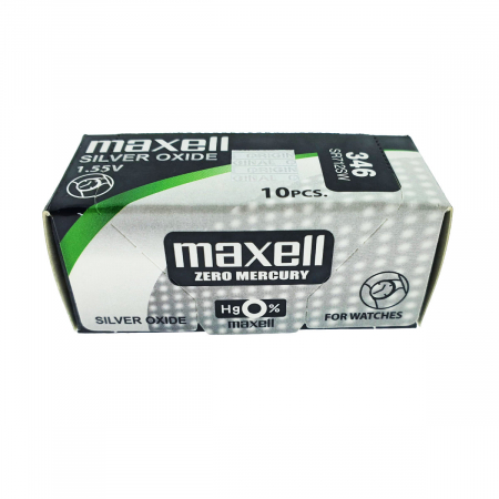 Set 10 baterii de ceas tip buton, Maxell SR712SW 346, 1.55V, 7.9mm diametru x 1.29mm inaltime, capacitate 10 mAh, oxid de argint, in blistere [5]