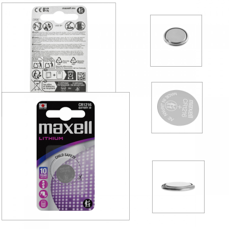 Set 10 baterii Lithium Maxell CR1216, 3V, tip moneda, 12.5mm diametru x 1.6mm inaltime, capacitate 25 mAh, in blistere [3]