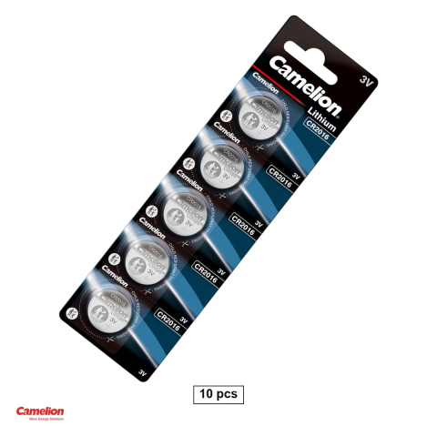 Energy - Set 10 baterii litiu Camelion CR2016, litiu - dioxid de mangan, 3 V, 75 mAh, 20 x 1.6 mm, 2 blistere a cate 5 bucati