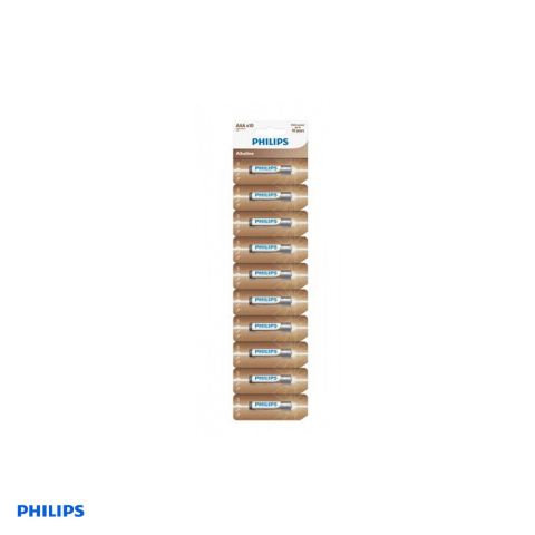 Baterii Alcaline - Set 10 baterii Philips AAA LR03 Entry Alkaline, 1,50 V, in blister