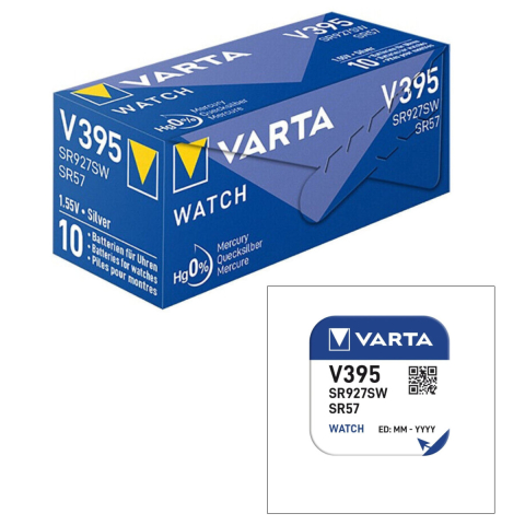 Set 10 Baterii V395 / SR927SW Varta, Baterii Buton 3V Oxid de Argint, pentru Inlocuire Multipla in Ceasuri, Calculatoare, Aparate [1]