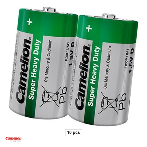 Energy - Set 10 baterii zinc carbon Camelion Super Heavy Duty D R20, 1.5 V, 34.2 x 61.5 mm, bulk, 5 pachete a cate 2 bucati