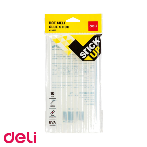 Accesorii lipit - Set 10 batoane lipici transparent hot melt Deli, 11x200 mm, compatibil cu pistoale de lipit