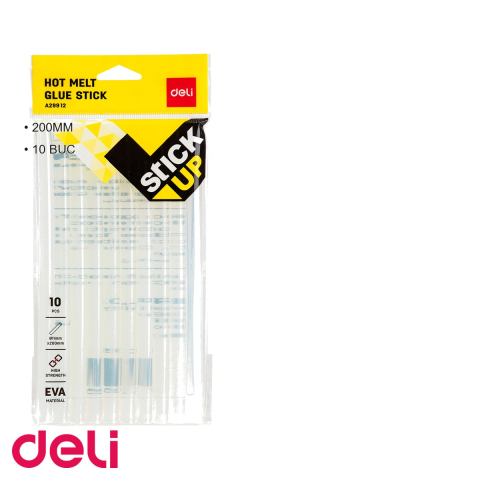 Set 10 batoane lipici transparent hot melt Deli, 11x200 mm, compatibil cu pistoale de lipit [2]