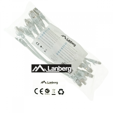 Set 10 cabluri retea-patchcord CAT6 FTP, Lanberg 43612, 2 X RJ45, lungime 25cm, AWG26, 10Gb/s-250MHz, de legatura retea, ethernet, gri [4]