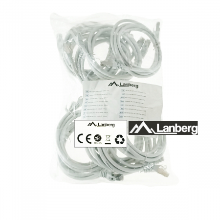 Set 10 cabluri retea-patchcord CAT6 FTP, Lanberg 43615, 2 X RJ45, lungime 1.5m, AWG26, 10Gb/s-250MHz, de legatura retea, ethernet, gri [4]
