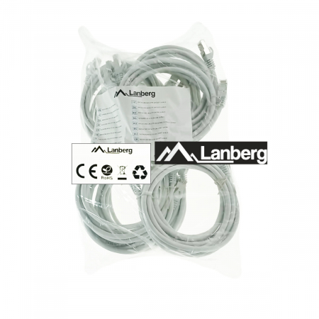 Set 10 cabluri retea-patchcord CAT6 FTP, Lanberg 43616, 2 X RJ45, lungime 2m, AWG26, 10Gb/s-250MHz, de legatura retea, ethernet, gri [4]