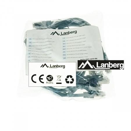 Set 10 cabluri retea-patchcord CAT6 FTP, Lanberg 43631, 2 X RJ45, lungime 50cm, AWG26, 10Gb/s-250MHz, de legatura retea, ethernet, negre [4]