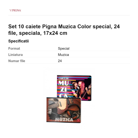 Set 10 caiete Pigna Muzica Color, 24 file, 17x24 cm [2]