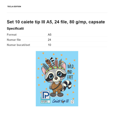 Set 10 caiete tip III A5, 24 file, 80 g/mp, capsate [2]