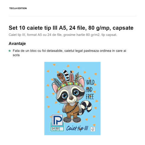 Set 10 caiete tip III A5, 24 file, 80 g/mp, capsate [1]