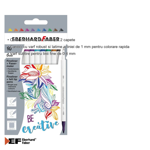 Set 10 carioci cu 2 capete Eberhard Faber, varf dublu liner si marker, pentru desen si colorat [2]