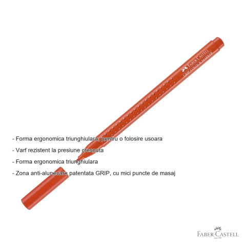 Set 10 carioci Faber-Castell Grip, forma ergonomica triunghiulara, cerneala pe baza de apa, pentru copii [1]