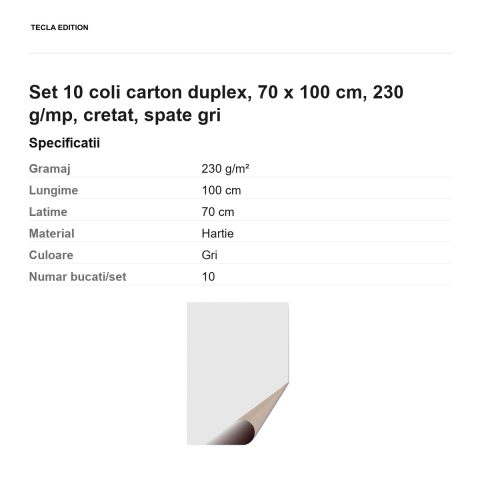 Set 10 coli carton duplex, 70 x 100 cm, 230 g/mp, cretat, spate gri [2]