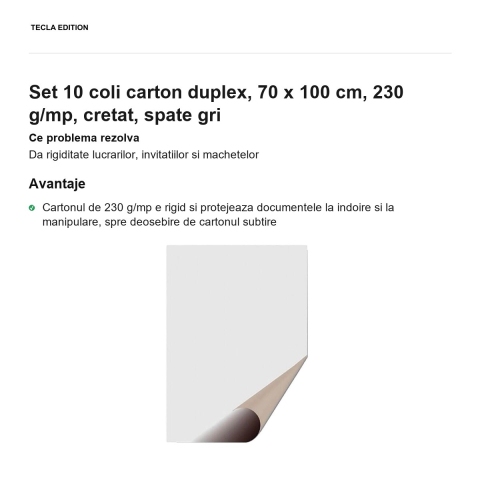 Set 10 coli carton duplex, 70 x 100 cm, 230 g/mp, cretat, spate gri [1]