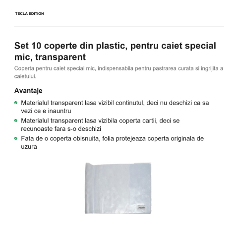 Set 10 coperte din plastic, pentru caiet special mic, transparent [1]