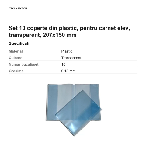 Set 10 coperte din plastic, pentru carnet elev, transparent, 207x150 mm [2]