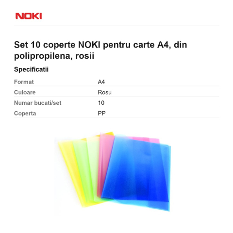 Set 10 coperte NOKI pentru carte A4, din polipropilena, rosii [2]