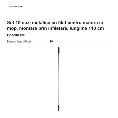 Set 10 cozi metalice cu filet pentru matura si mop, montare prin infiletare, lungime 110 cm [2]