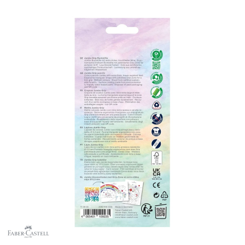 Set 10 creioane colorate Jumbo Grip Faber-Castell, editie unicorni, forma triunghiulara ergonomica, pentru copii [3]