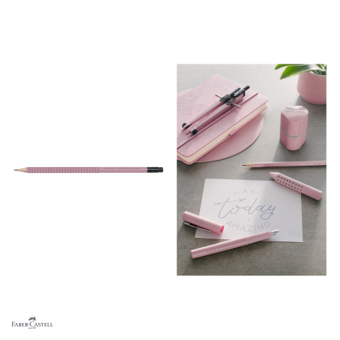 Set 10 creioane grafit cu guma Faber-Castell Grip 2001 Rose, mina B, forma triunghiulara ergonomica [3]