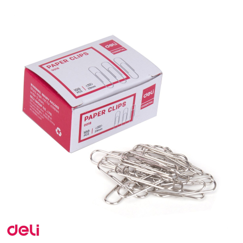 Set 10 cutii agrafe Deli din metal, 29 mm, 100 bucati pe cutie, argintii [3]