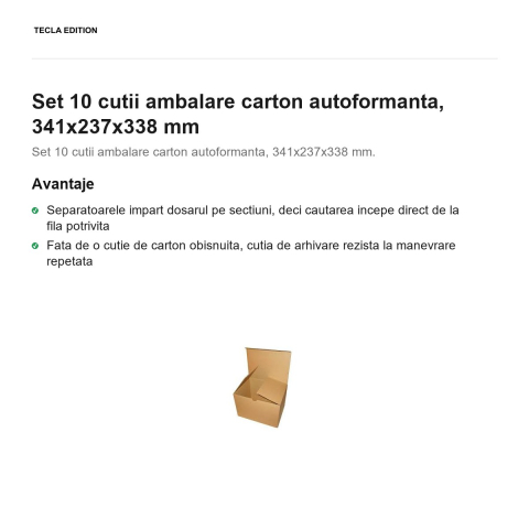 Set 10 cutii ambalare carton autoformanta, 341x237x338 mm [1]