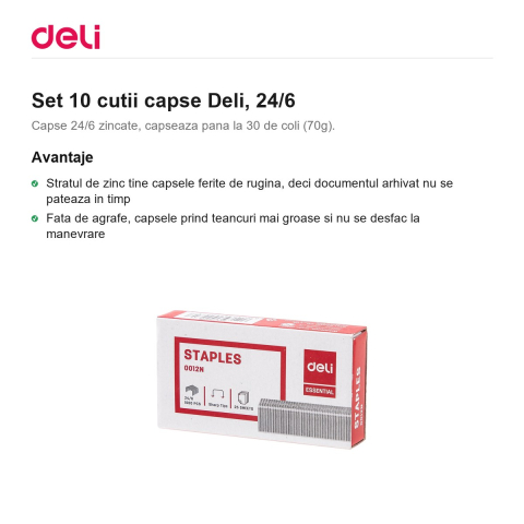 Set 10 cutii capse Deli, 24/6 [1]