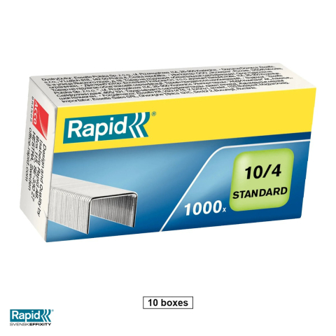 Capse pentru capsator - Set 10 cutii capse nr. 10 Rapid Standard, 10 coli, 1000 bucati pe cutie