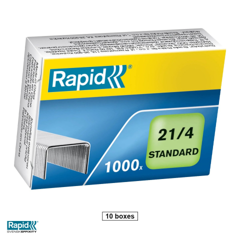 Capse pentru capsator - Set 10 cutii capse Rapid Standard 21/4, 12 coli, 1000 bucati pe cutie
